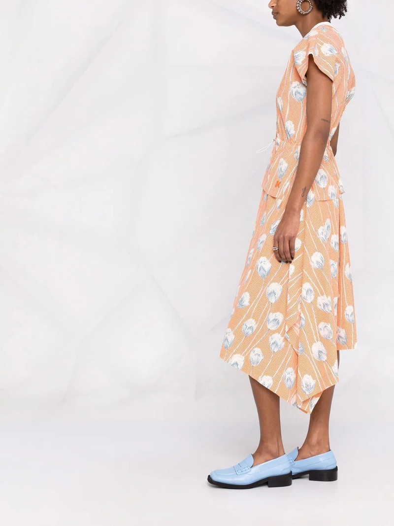 graphic-floral print gingham midi dress 6
