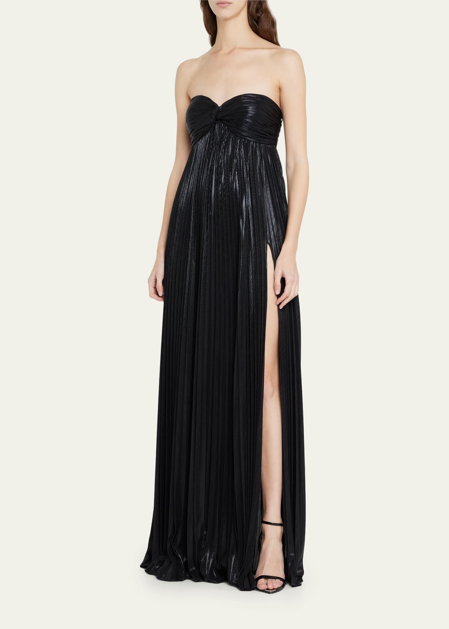 Zoa Strapless Lamé Twisted-Bodice Gown - 4