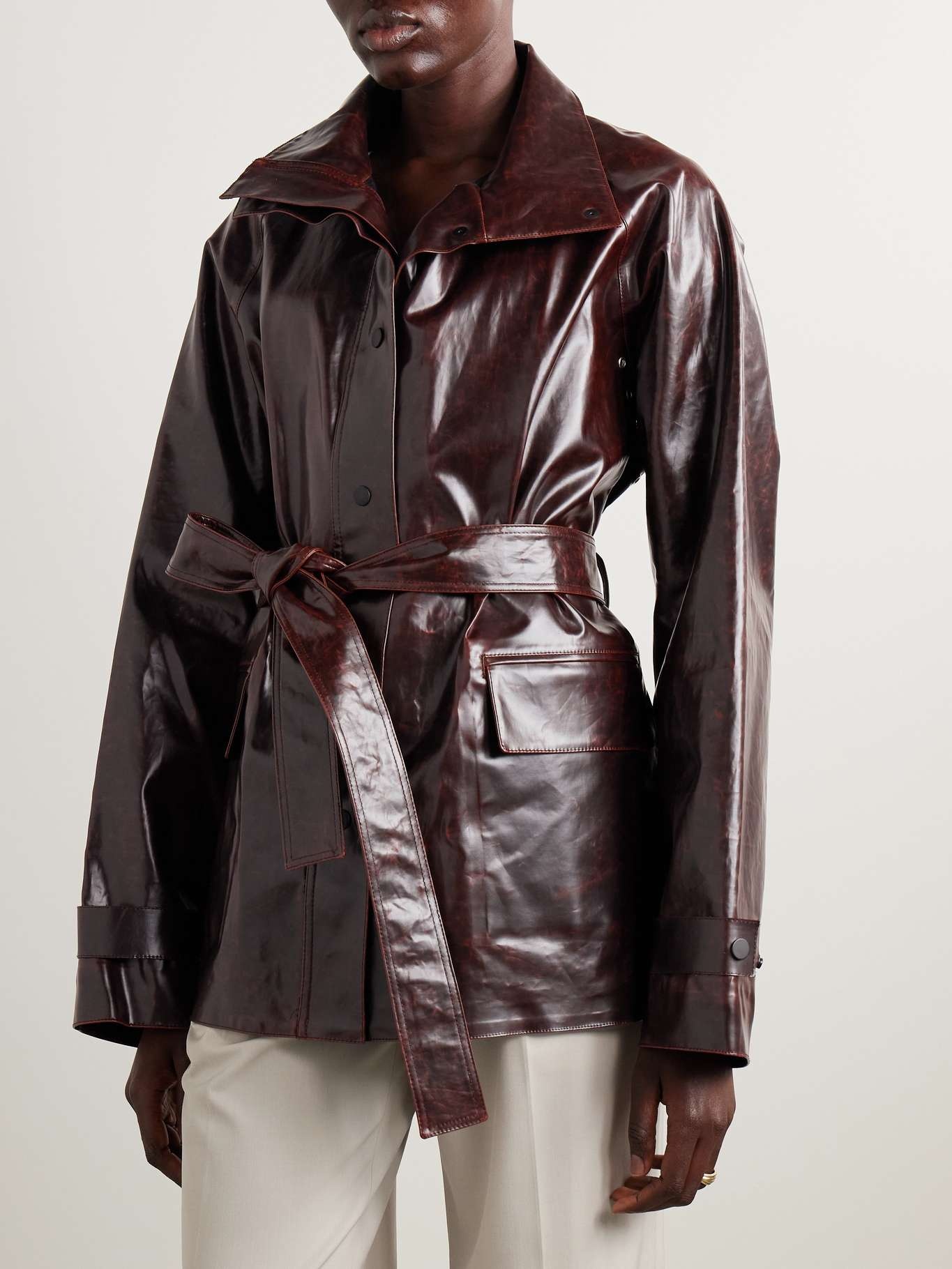 Finch belted coated cotton-blend jacket - 3