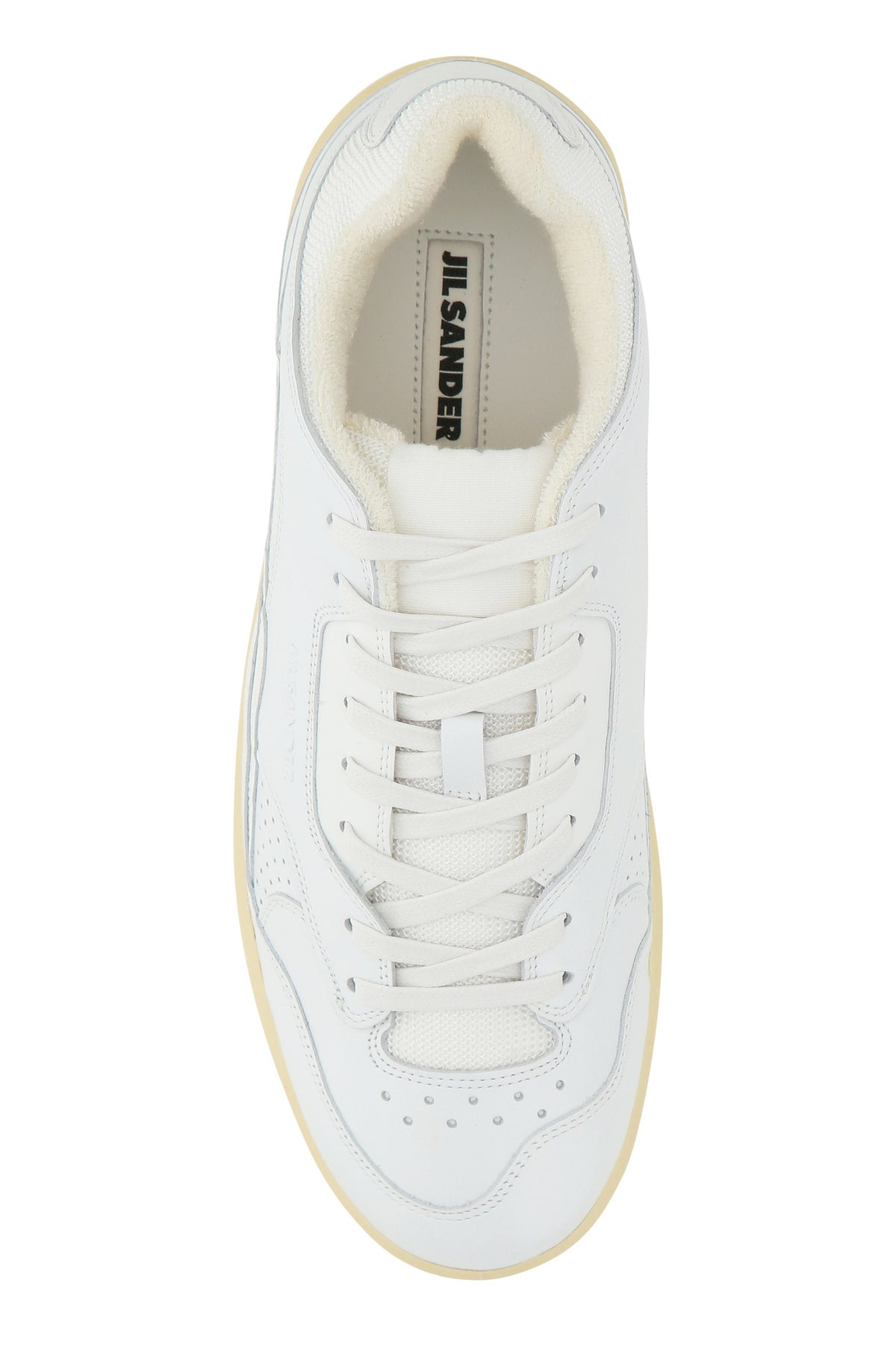 White leather and fabric sneakers - 4