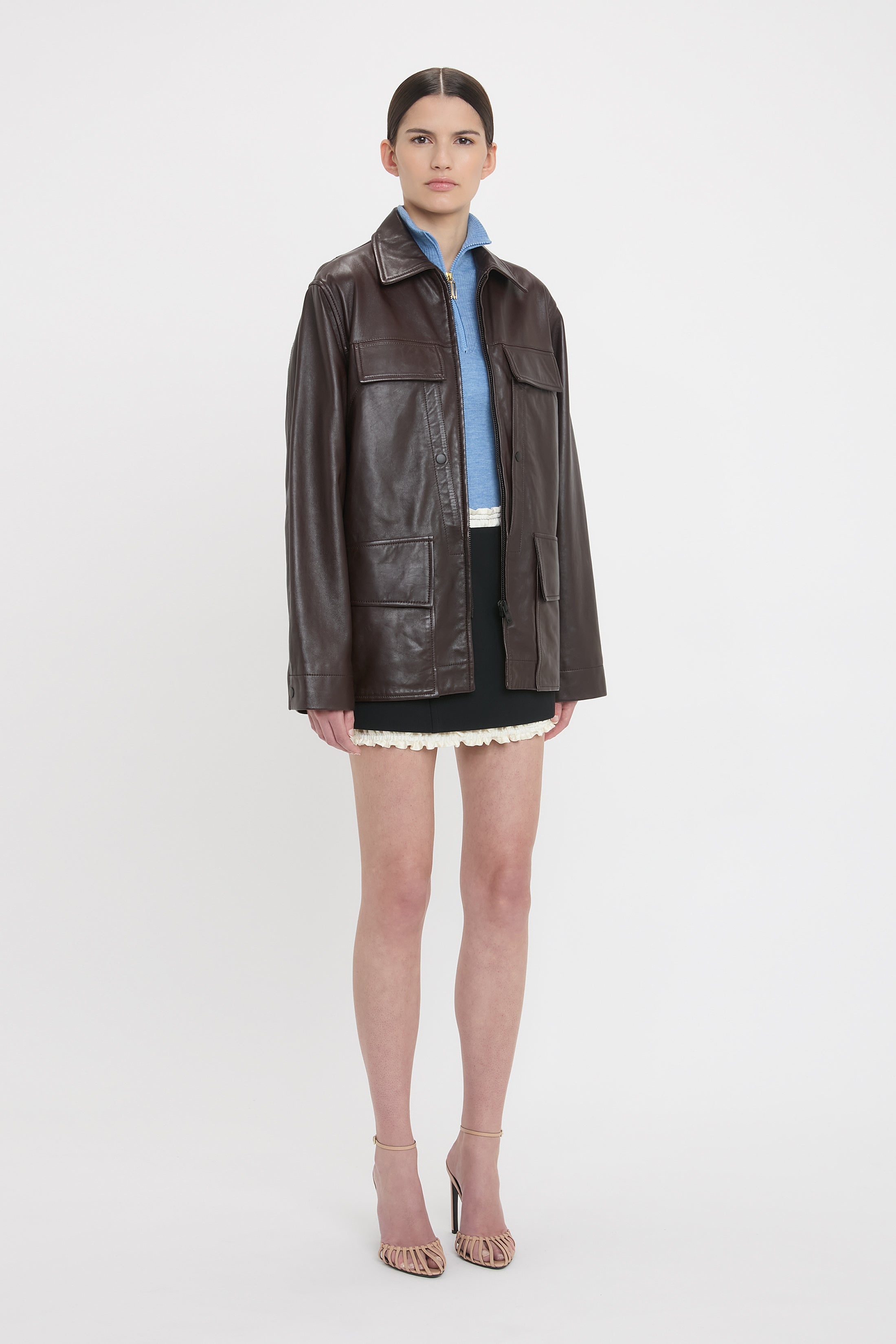Soft Leather Chore Jacket In Ebony - 3