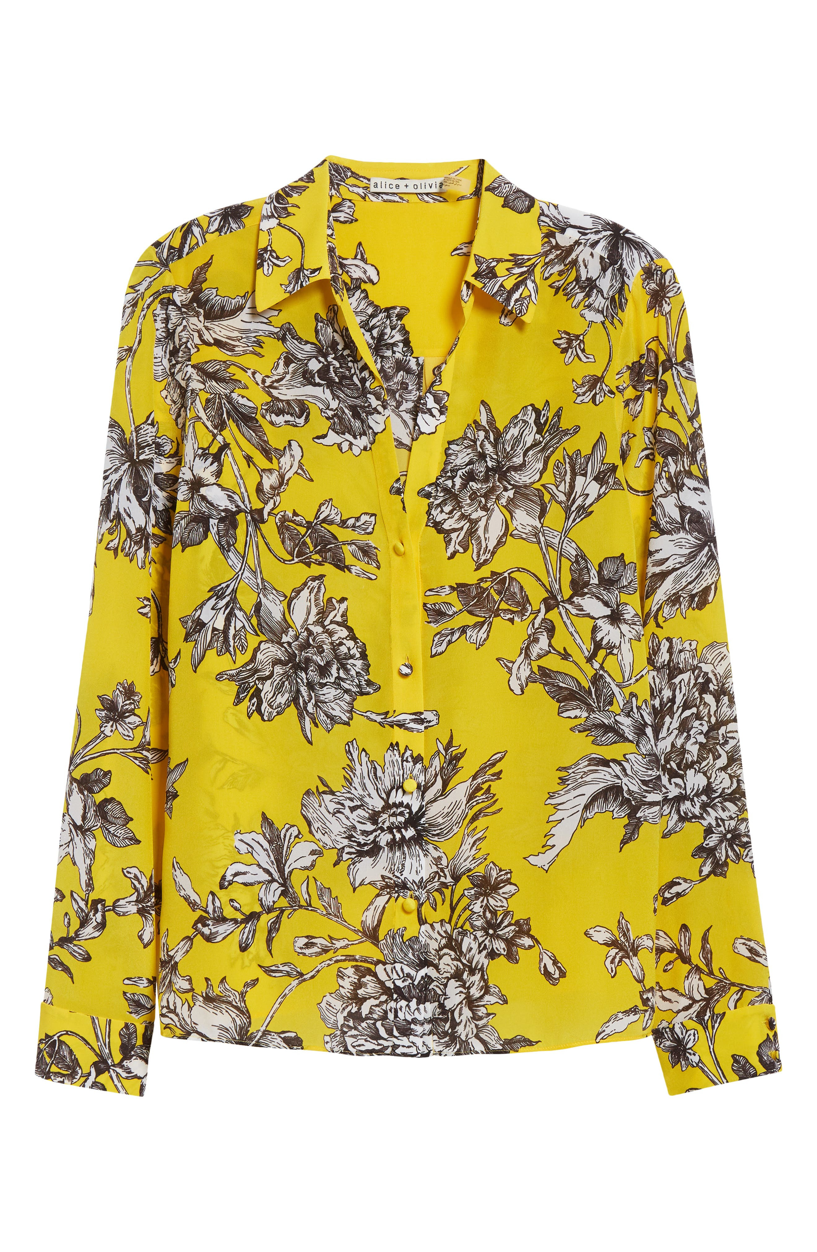 Alice + Olivia Alta Silk Top in Blooming Wild Golden Hour at Nordstrom - 5