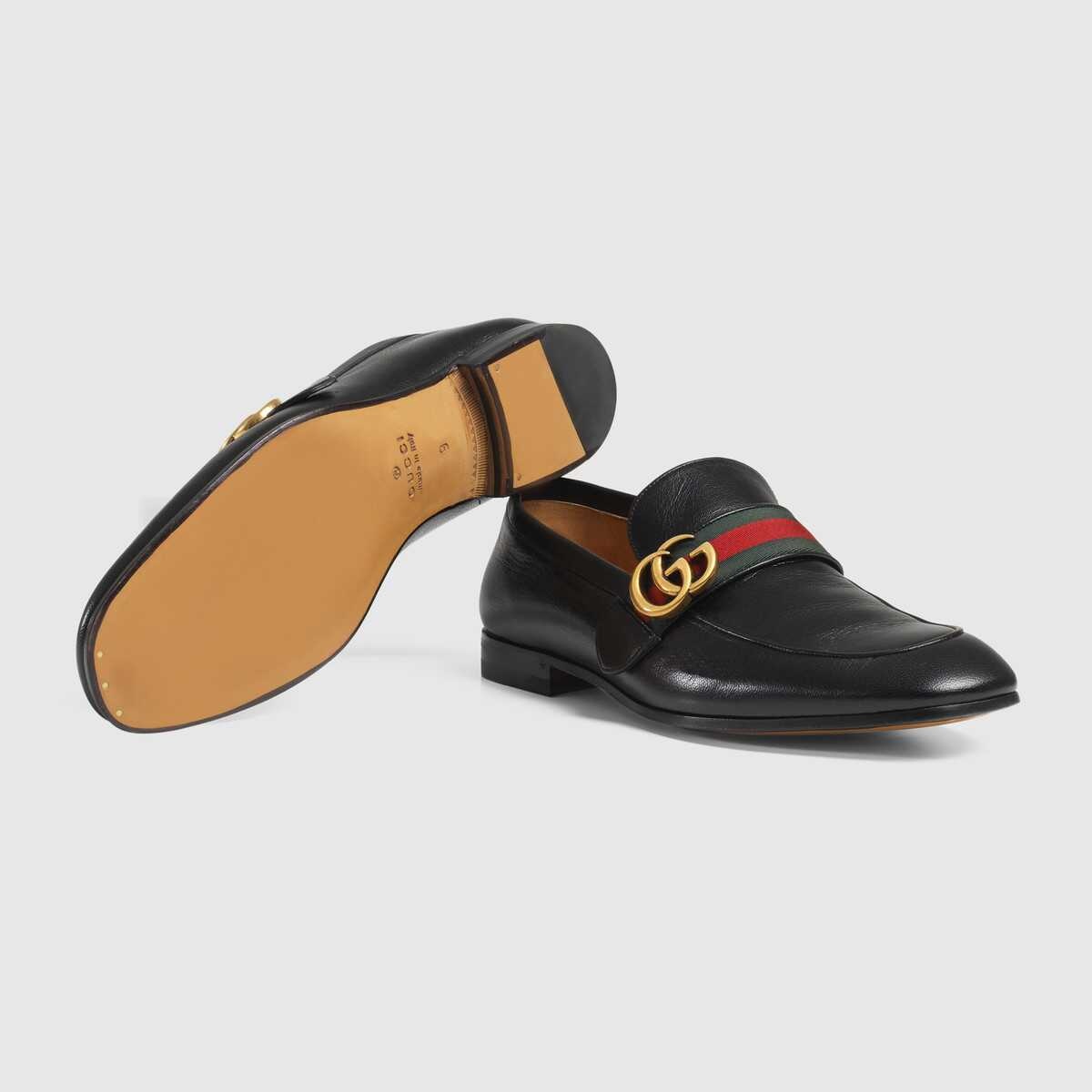 Leather loafer with Double G and Web - 5