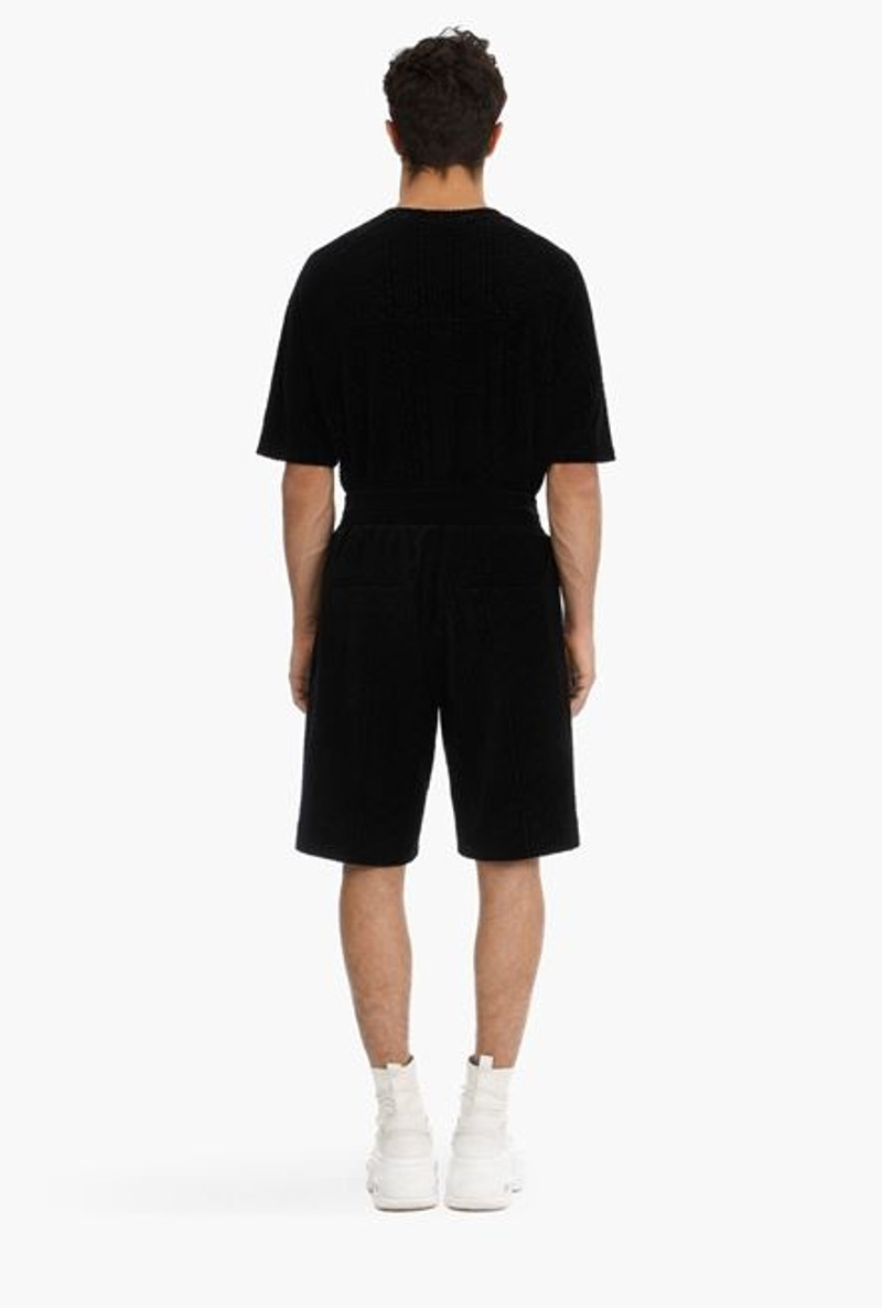 Black shorts with embossed velvet Balmain monogram 3