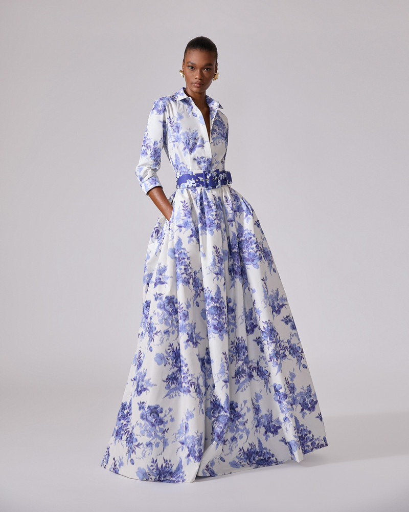 CAROLINA HERRERA Chiné Floral-Print Ball Skirt outlook