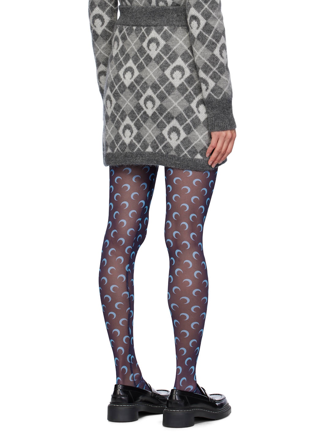 Gray Moon Argyle Knit Miniskirt - 3