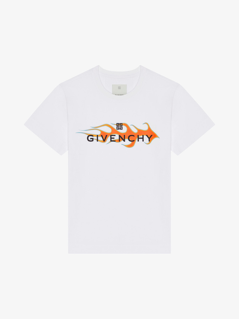 SLIM FIT T-SHIRT IN COTTON WITH GIVENCHY FLAMES PRINT 1