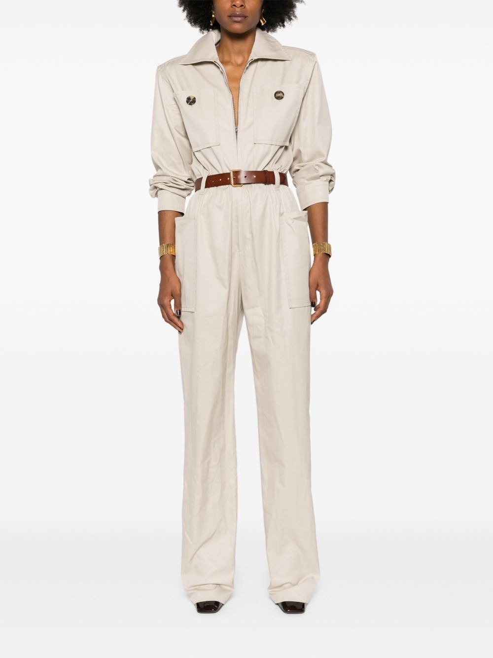 belted cotton jumpsuit - 2