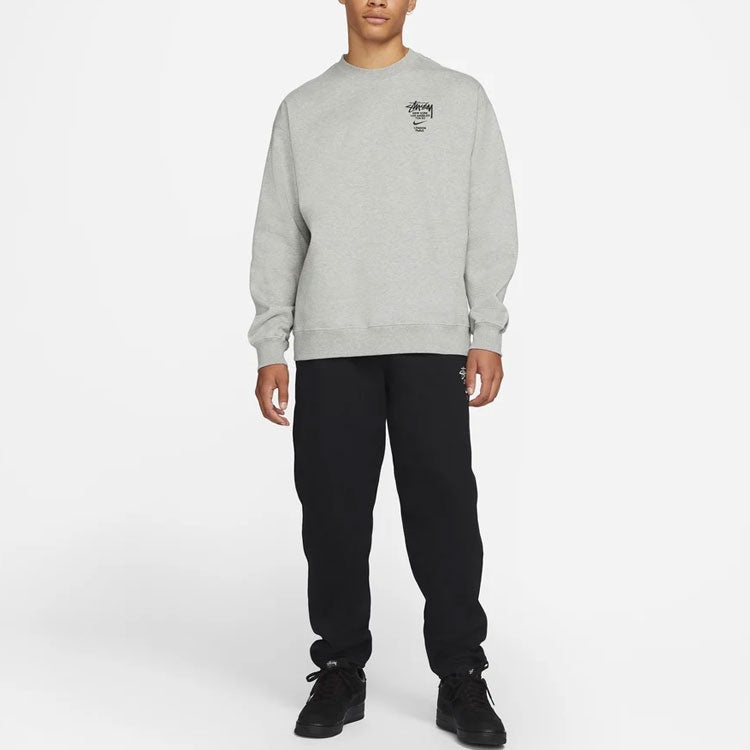 Stussy x Nike Crossover Embroidered Alphabet Logo Loose Pullover Round Neck Fleece Lined Unisex Asia - 3