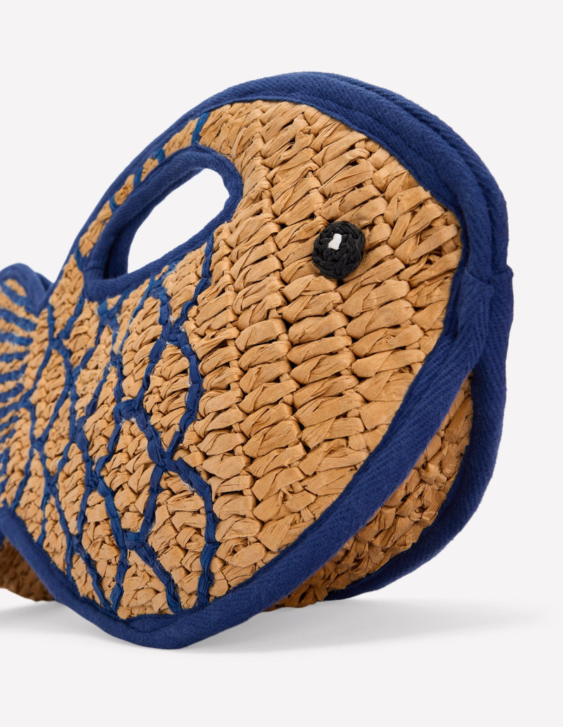 Novelty Fish Clutch-Natural/Bright Blue 4