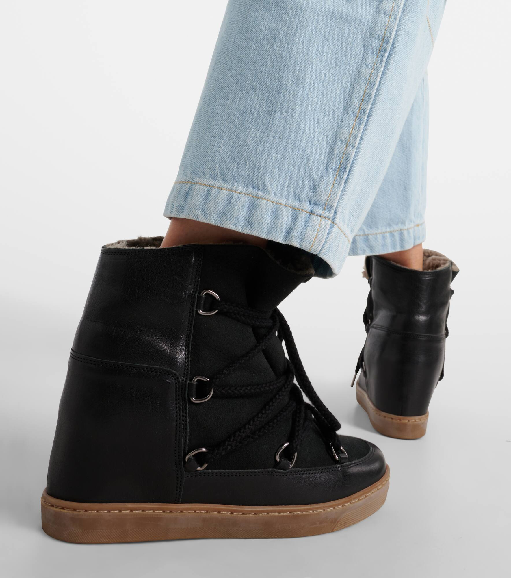 Nowles shearling-trimmed leather ankle boots - 6