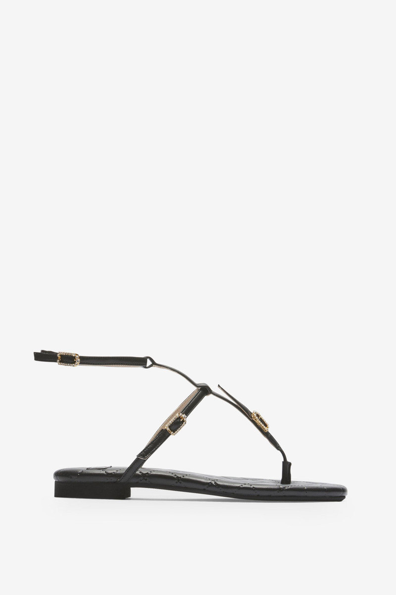 CRYSTAL-EMBELLISHED LEATHER SANDALS 1