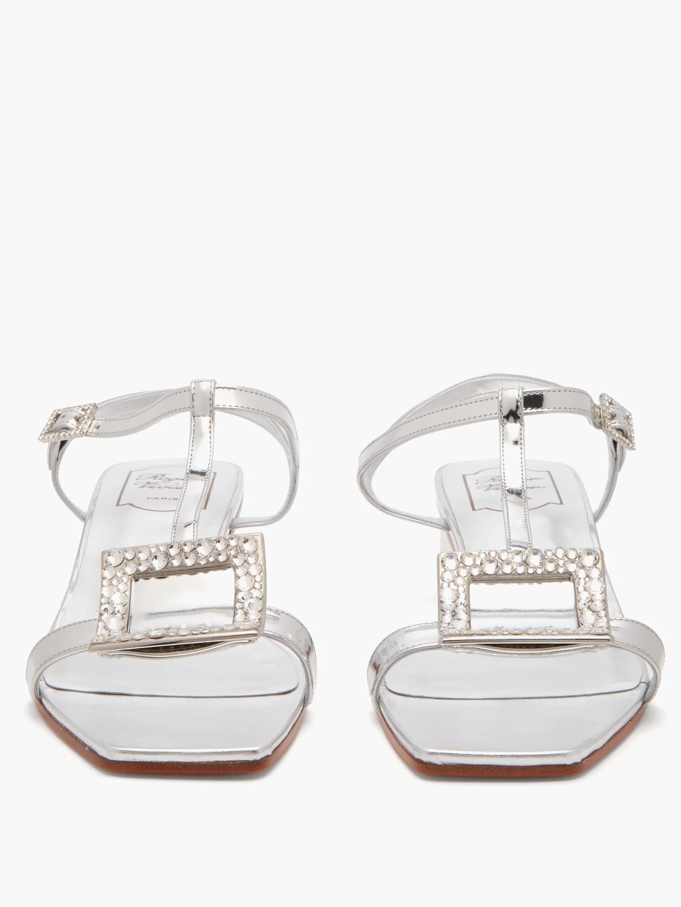 Vicky Viv crystal-buckle metallic-leather sandals - 4