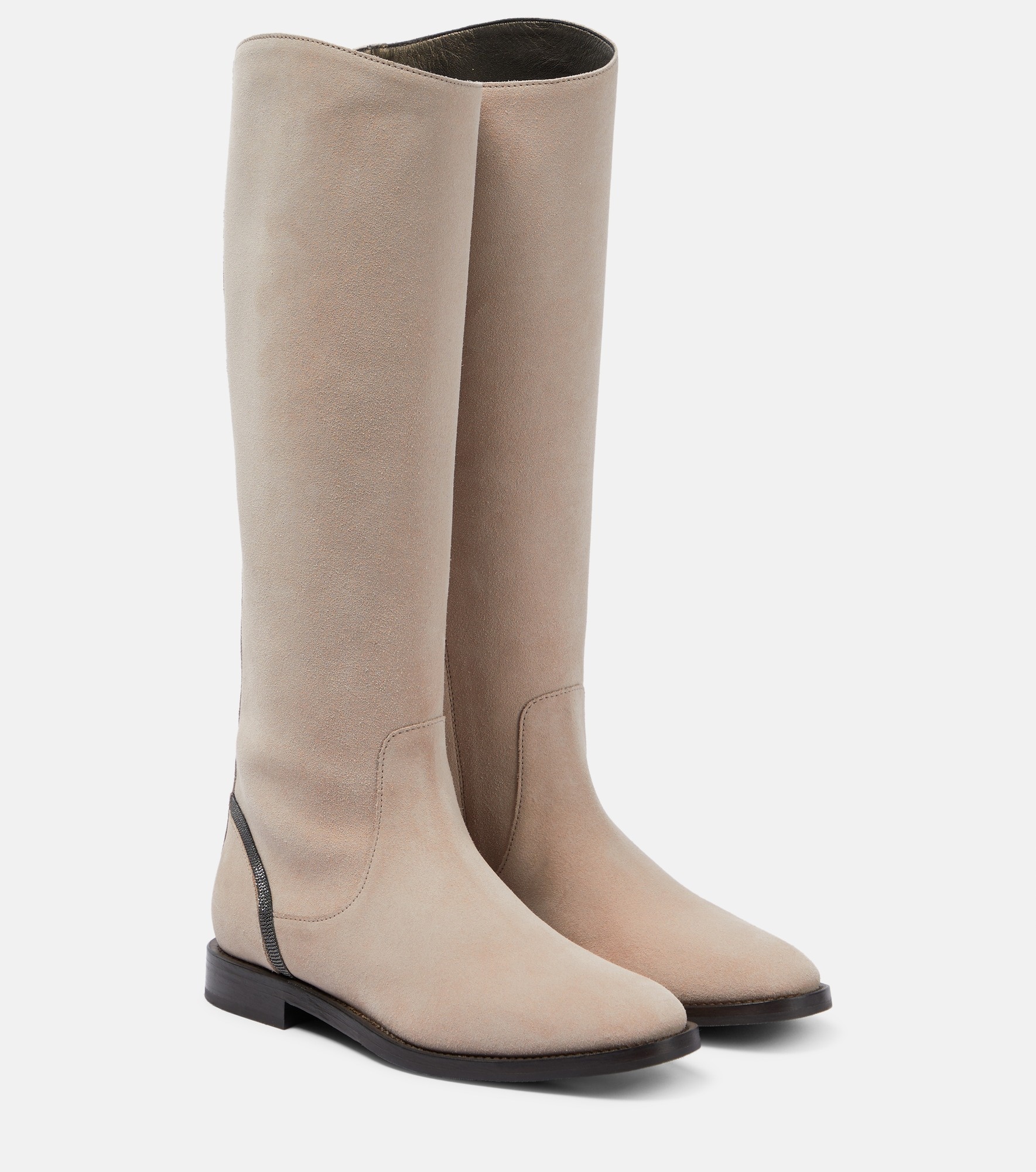 Embellished suede knee-high boots - 1