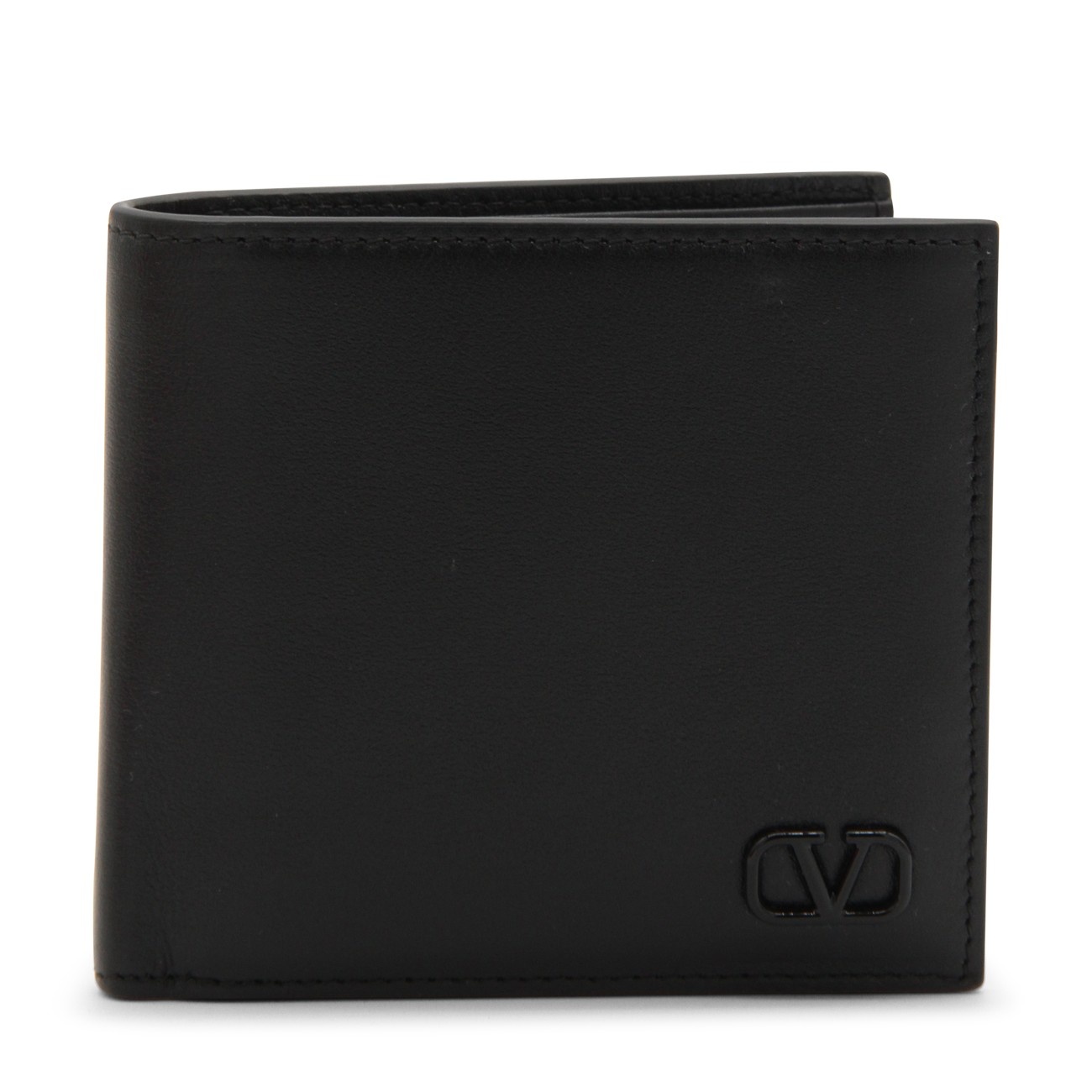 black leather vlogo signature wallet - 1