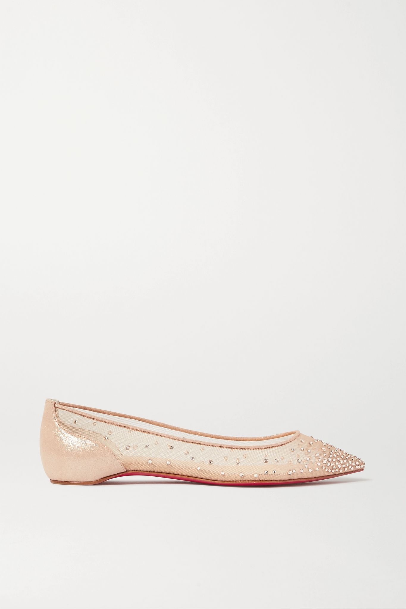 Follies Swarovski crystal-embellished mesh and lamé point-toe flats - 1