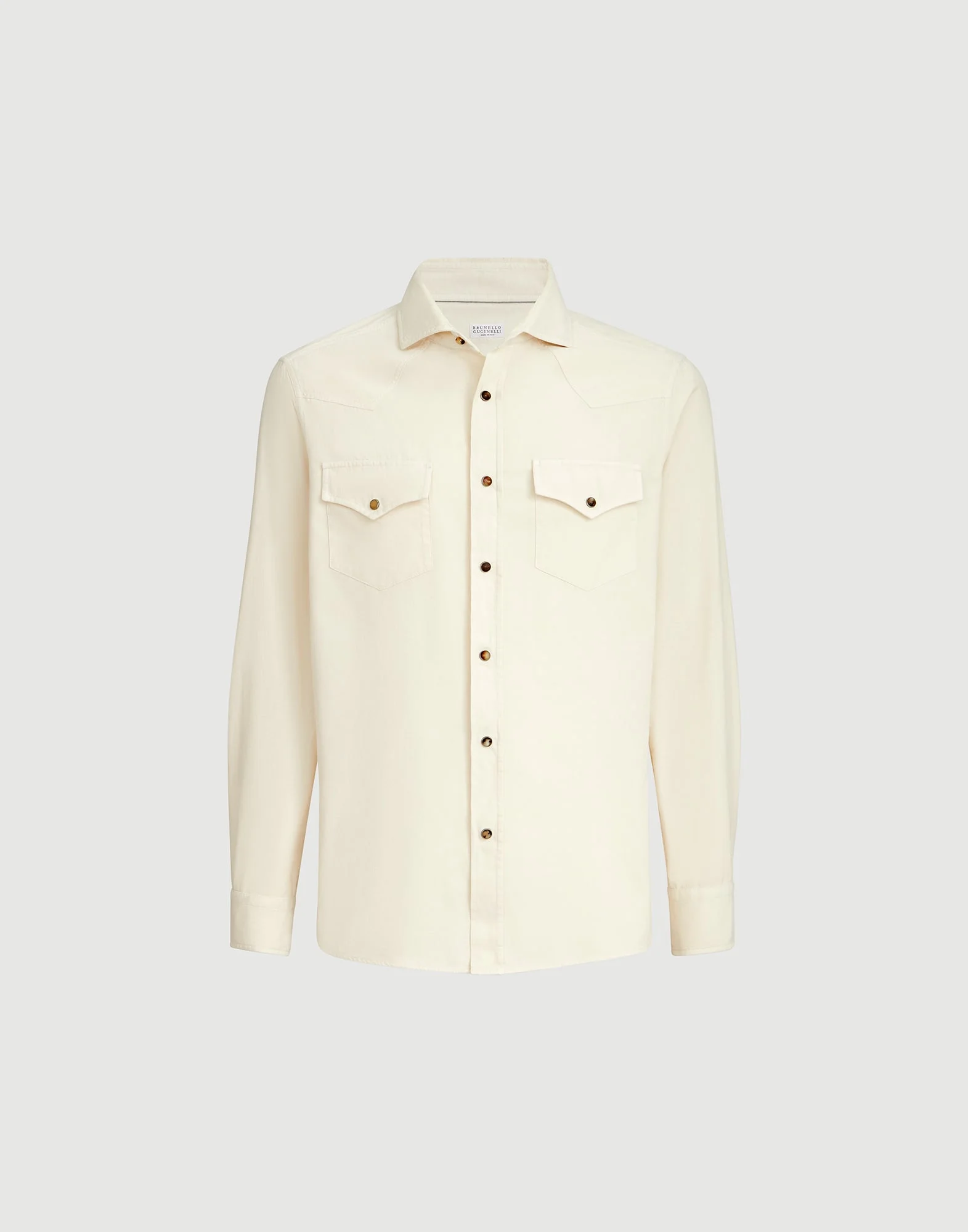 Garment-dyed easy fit western shirt in narrow wale corduroy - 1