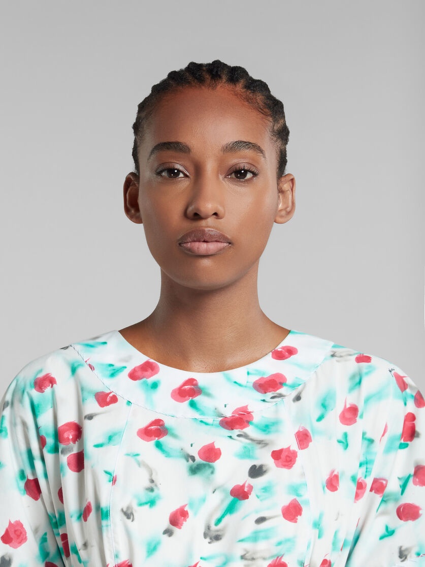 WHITE POPLIN MIDI DRESS WITH REVERIE PRINT - 4