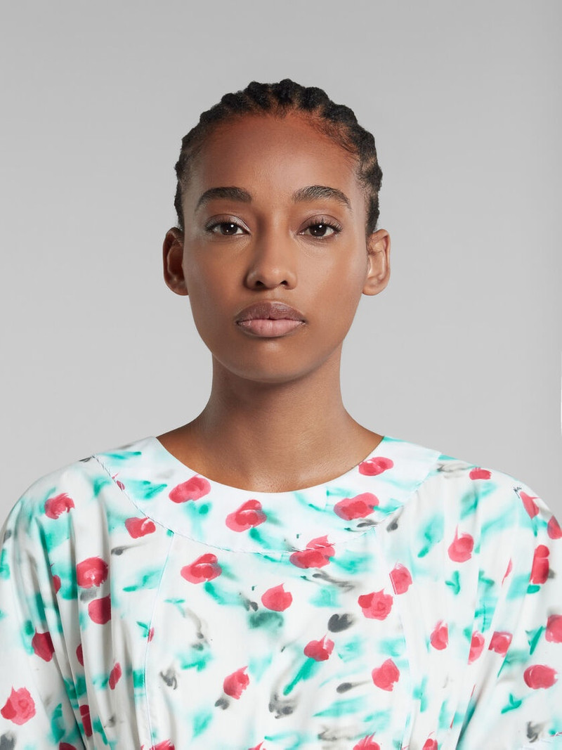 WHITE POPLIN MIDI DRESS WITH REVERIE PRINT 4
