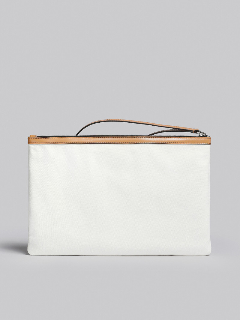 MARNI X NO VACANCY INN - BEY POUCH IN WHITE CANVAS WITH BEIGE TRIMS 3