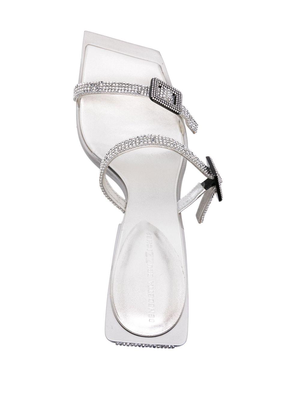 90mm rhinestoned leather mules - 4