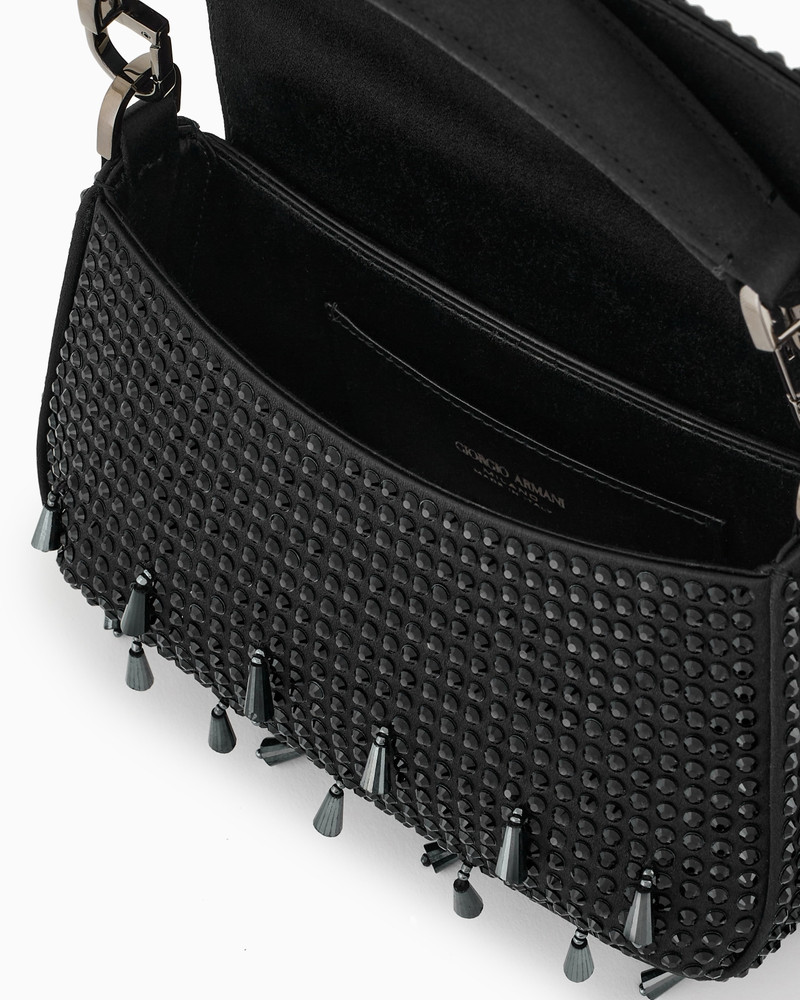 LA PRIMA SOFT MINI SATIN HANDBAG WITH RHINESTONE AND BEAD EMBROIDERY 4
