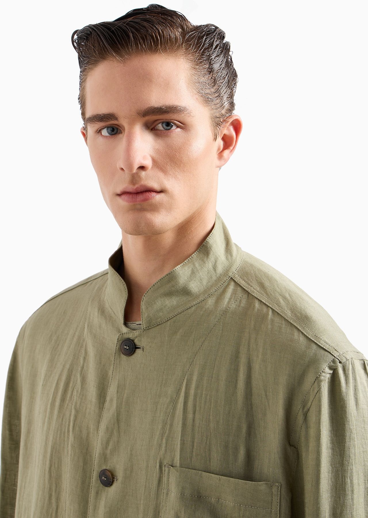 Single-breasted, linen canvas jacket - 5