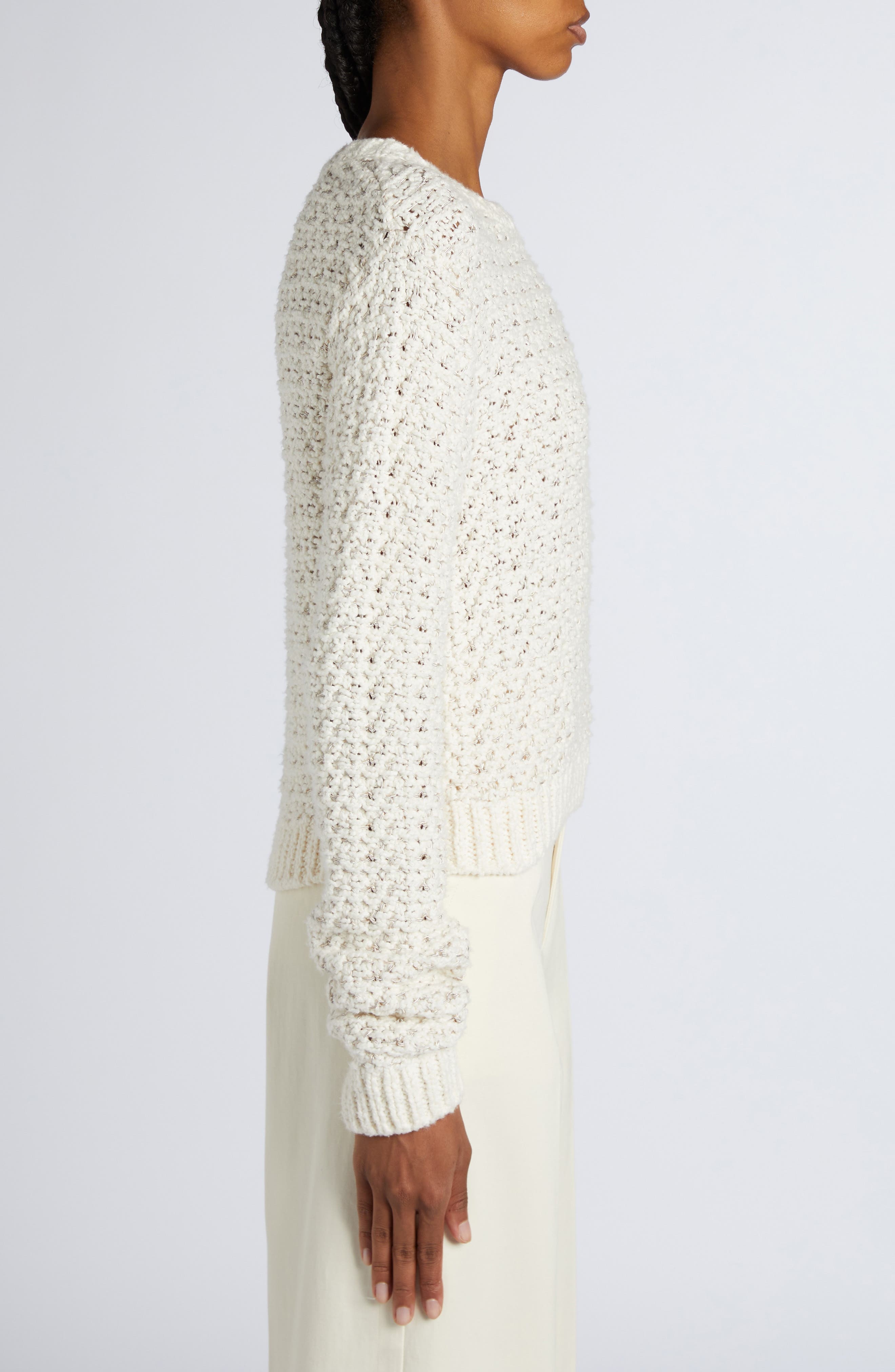 Moncler Crewneck Sweater in Silk White at Nordstrom - 4