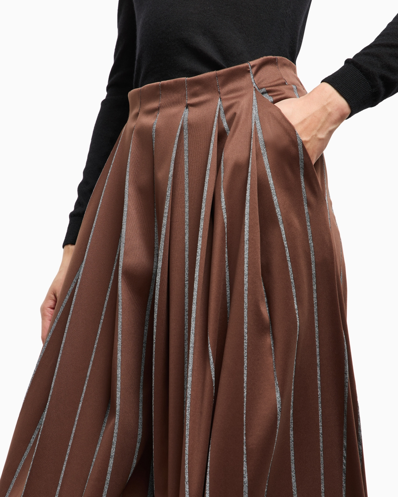 WIDE-LEG TROUSERS IN CHINÉ-EFFECT JERSEY - 5
