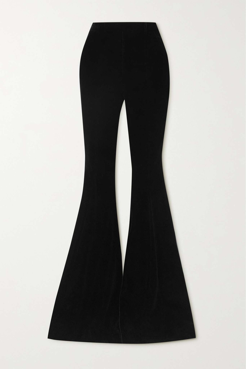 flared pants in cupro velvet 1
