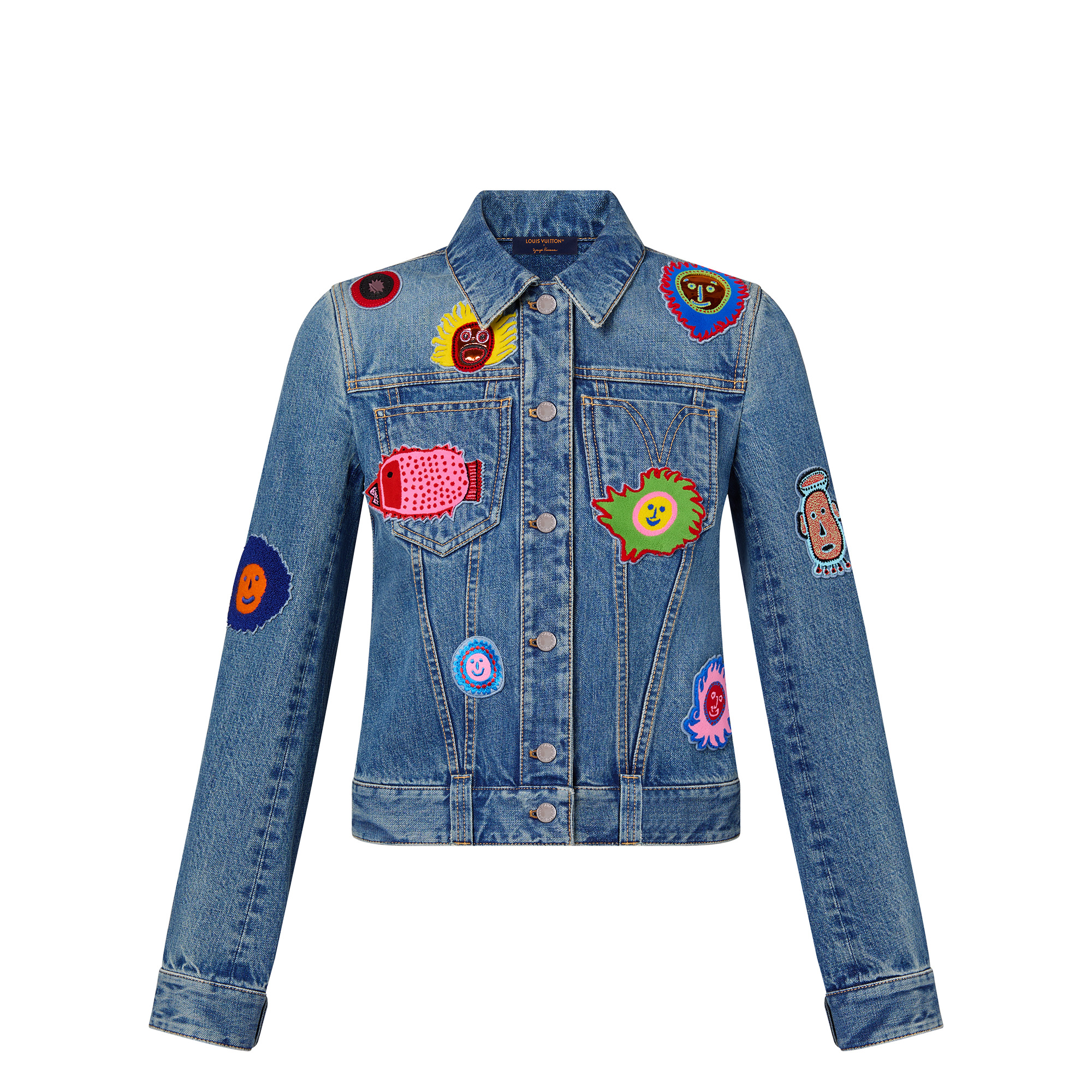 LV x YK Faces Patches Fitted Denim Jacket - 1