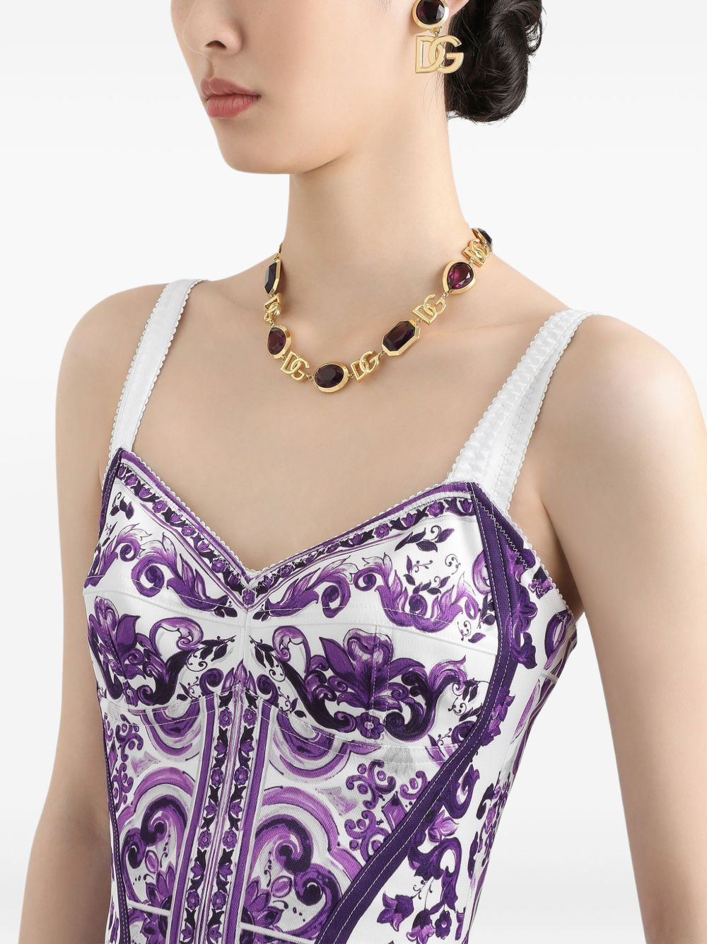 Majolica-print midi dress - 4