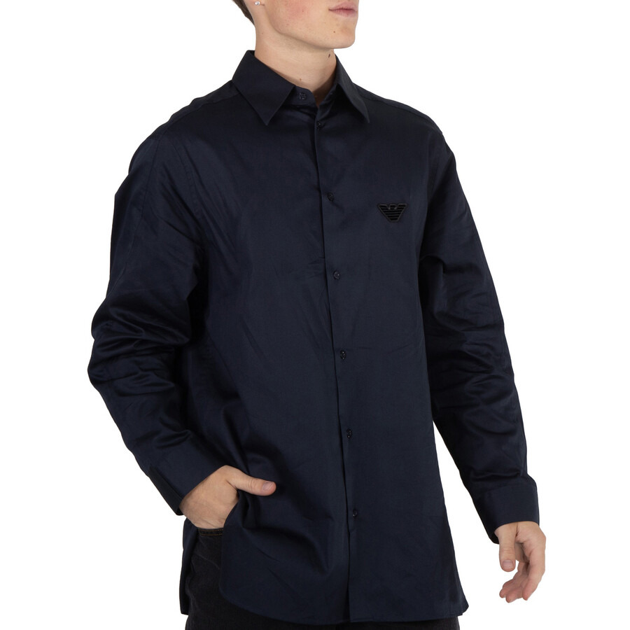 Emporio Armani Men's Embroidered Logo Cotton Shirt - 4