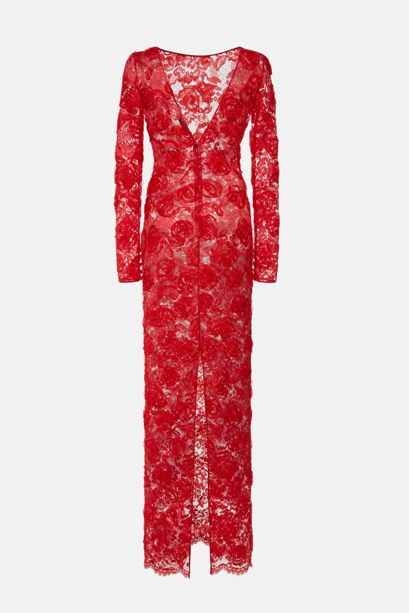 Alessandra Rich OPEN BACK LACE DRESS WITH SEQUIN, ROSE EMBROIDERY outlook