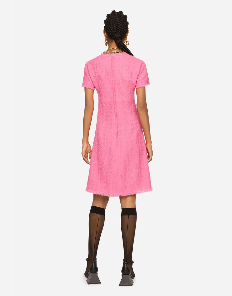 Raschel tweed calf-length dress with DG logo - 5