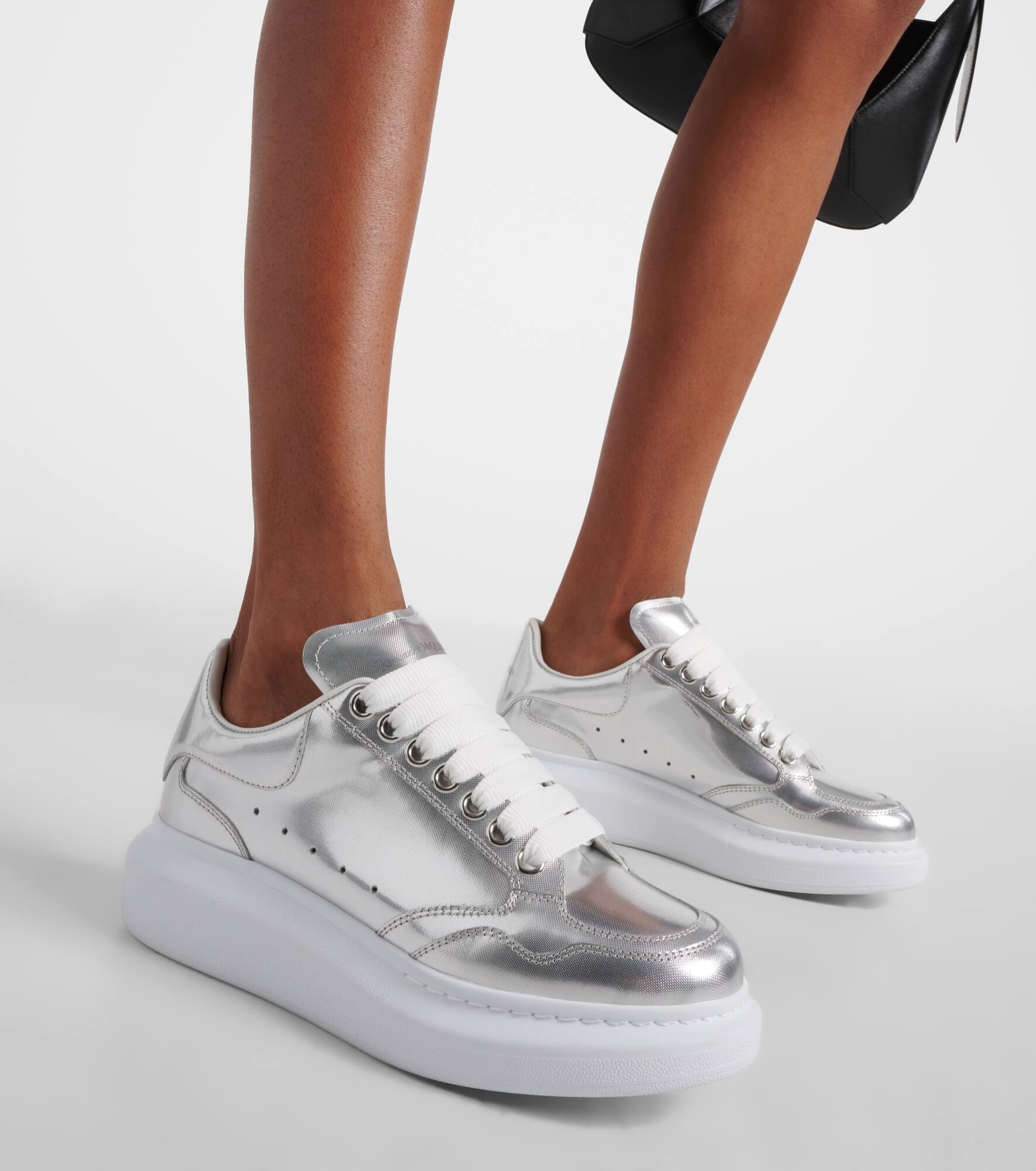 Oversized metallic leather sneakers - 4