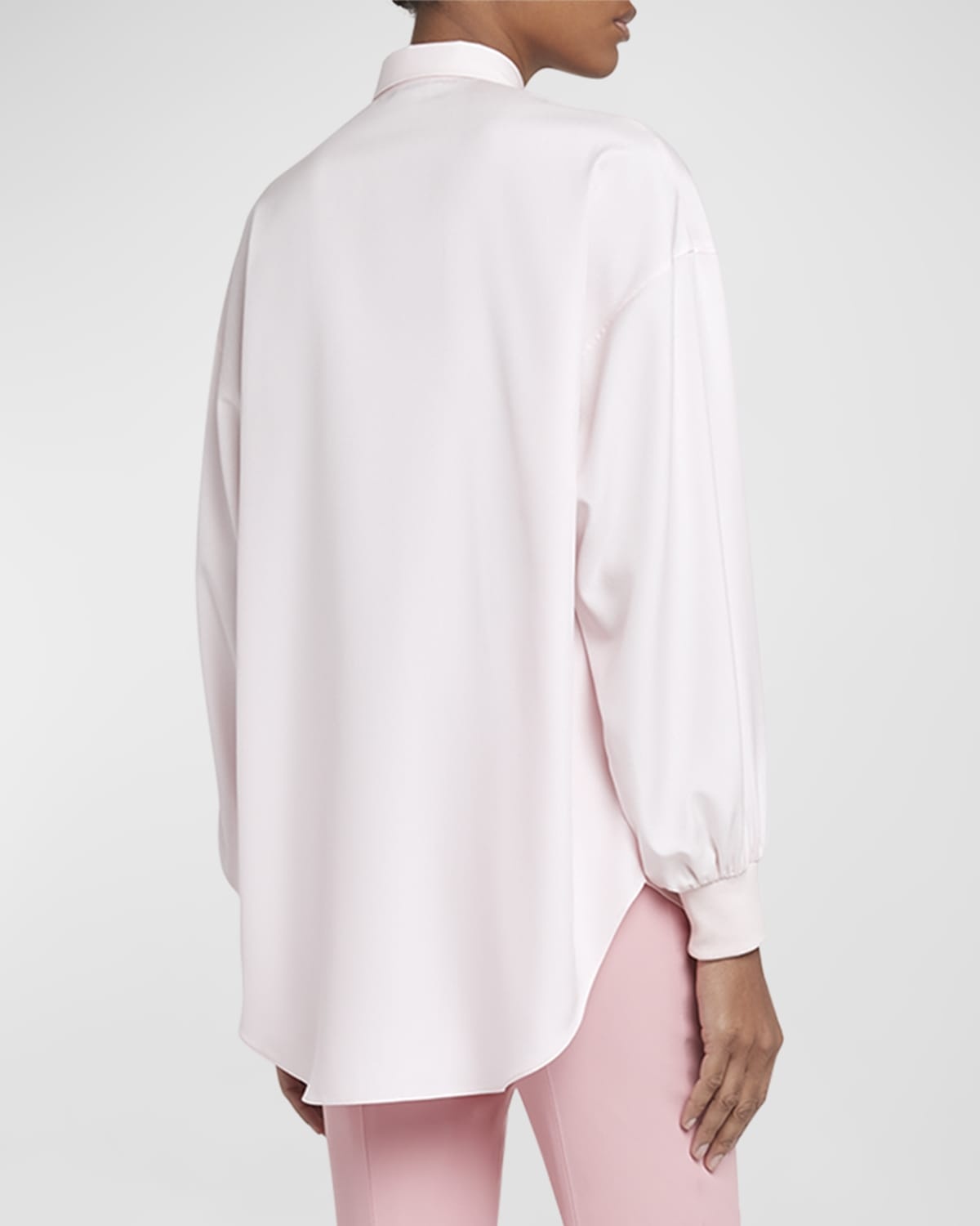 Button-Front Collared Blouse with Cocoon Sleeves - 6