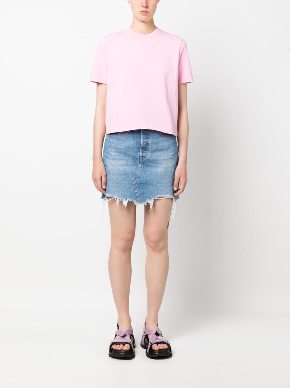 embroidered logo cropped T-shirt - 2