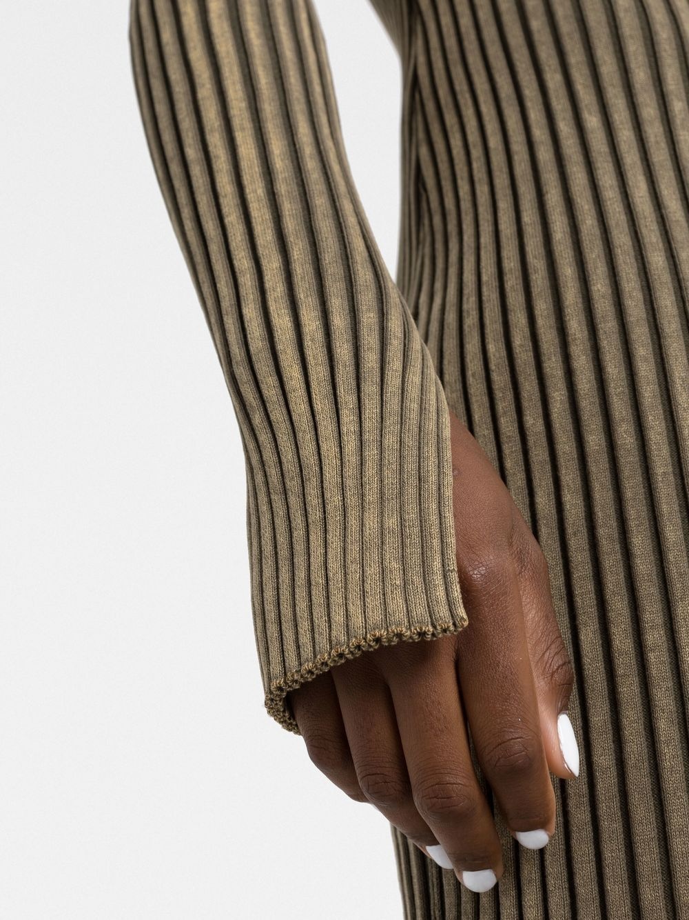 logo patch ribbed midi dress - 3