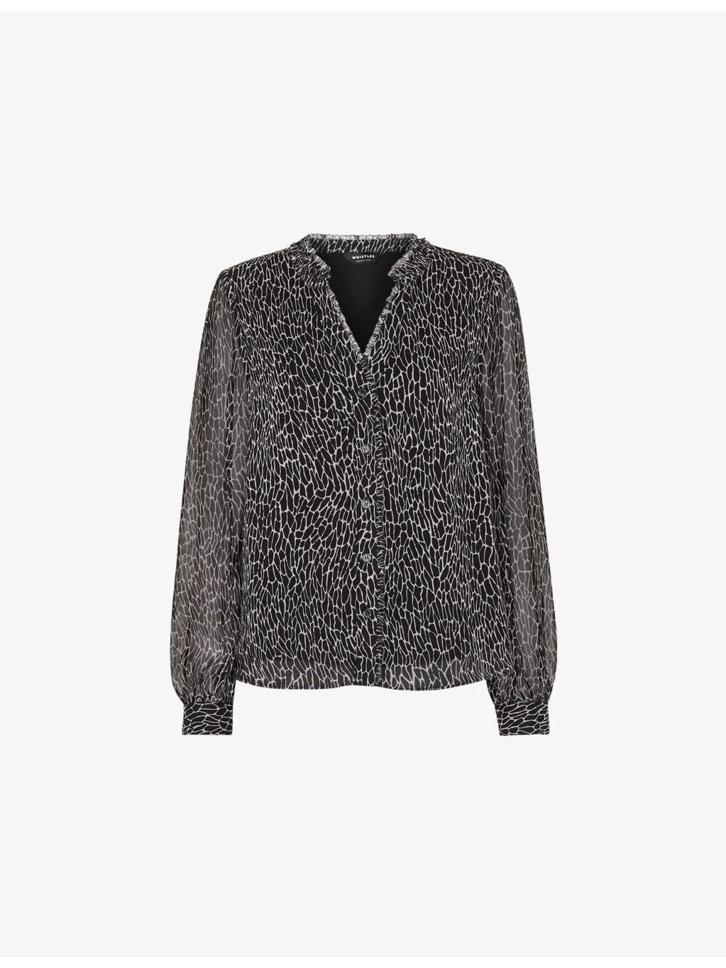 Dragonfly-Print Long-Sleeve Woven Blouse - 1