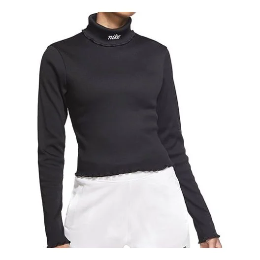 (WMNS) Nike Sportswear Ribbed Long Sleeves Tops Black CU5365-010 - 1
