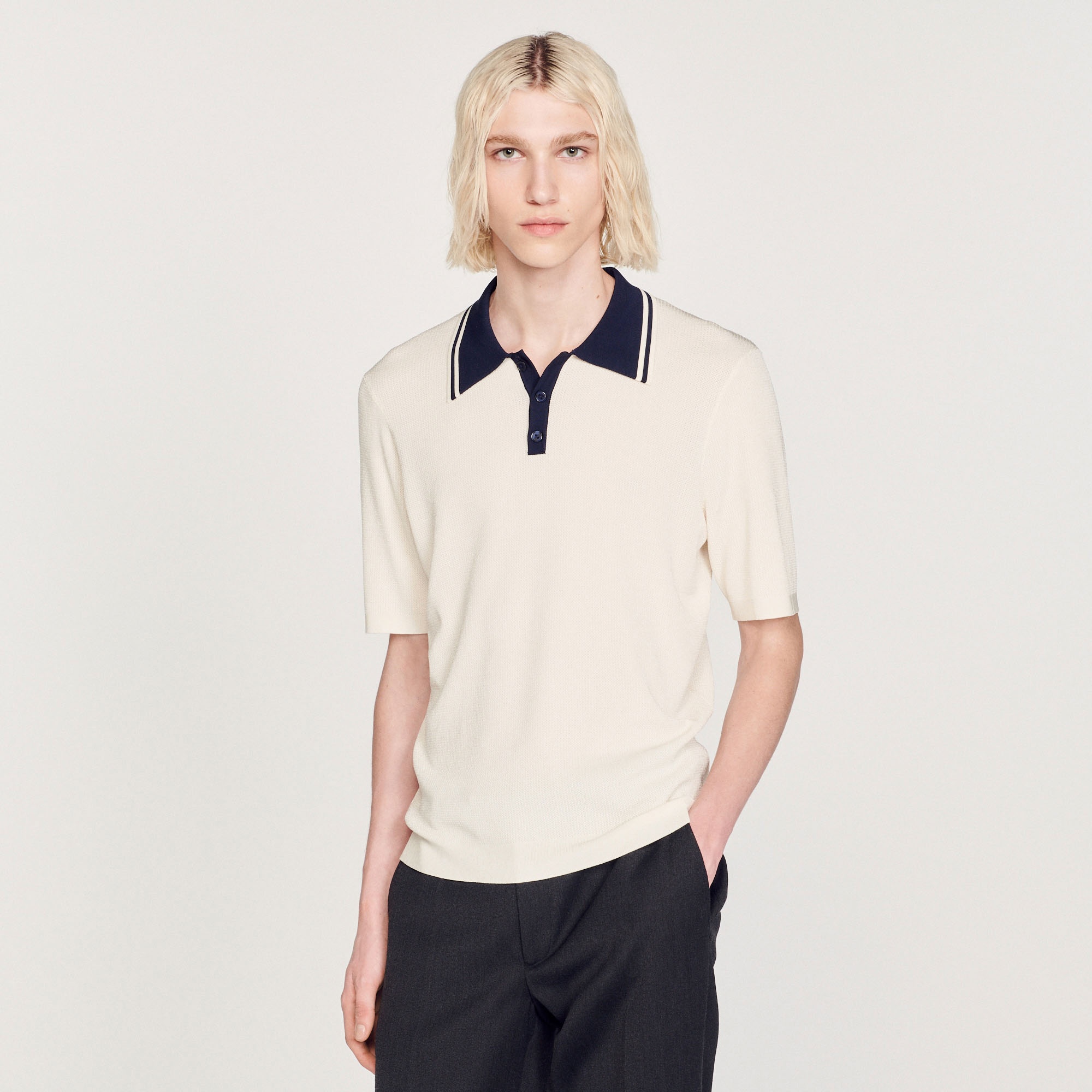 Contrasting collar polo shirt - 5