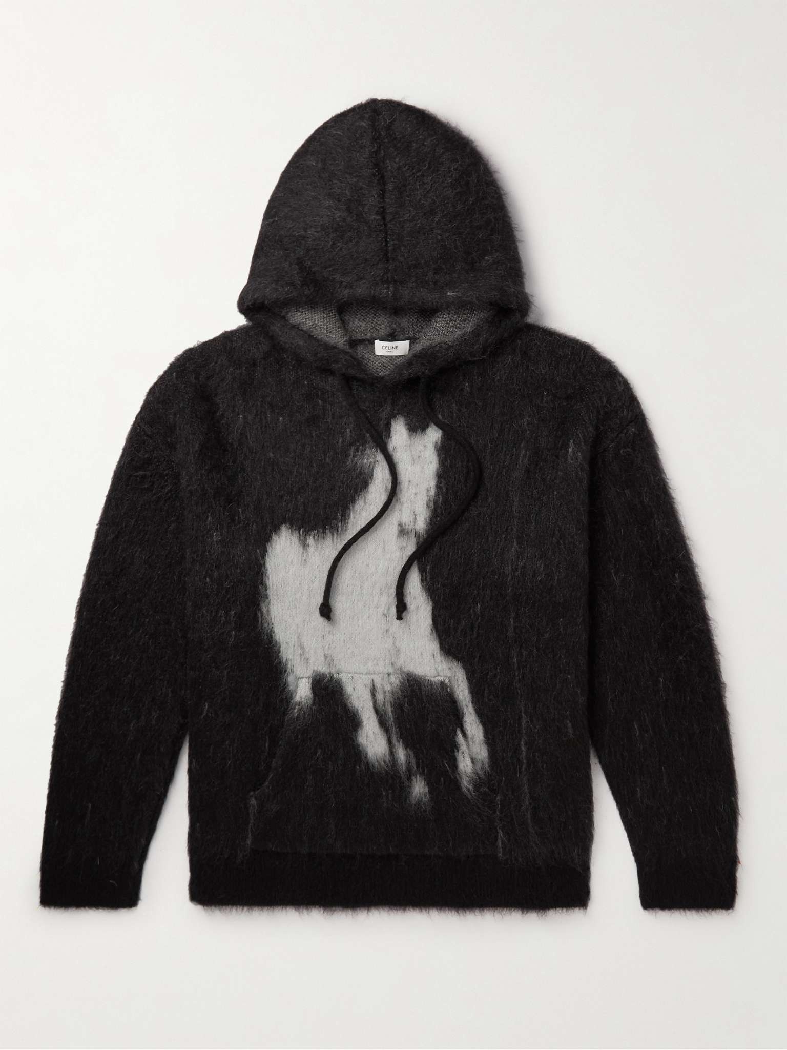 Printed Mohair and Silk-Blend Hoodie - 1