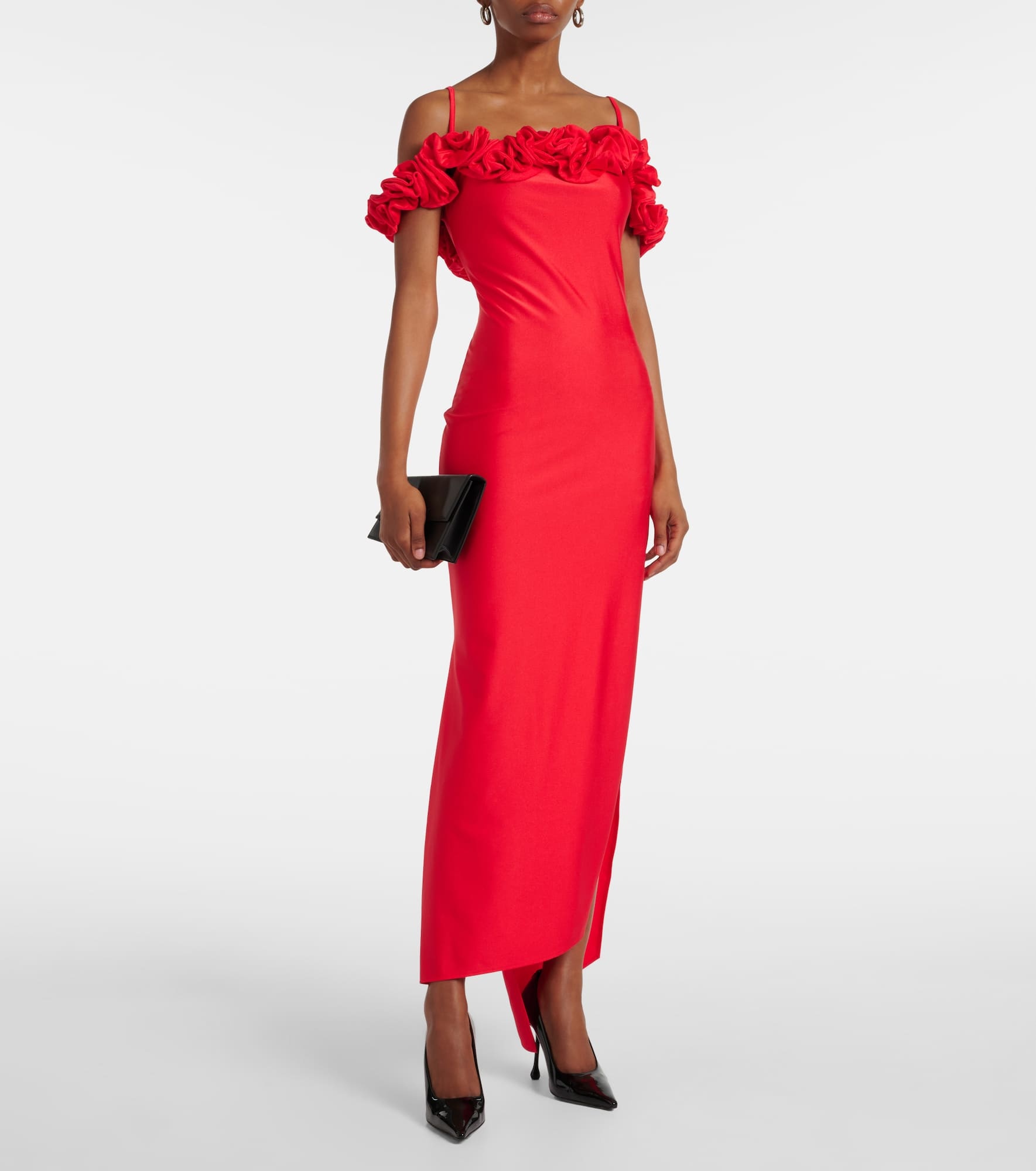 Floral-appliqué jersey gown - 2