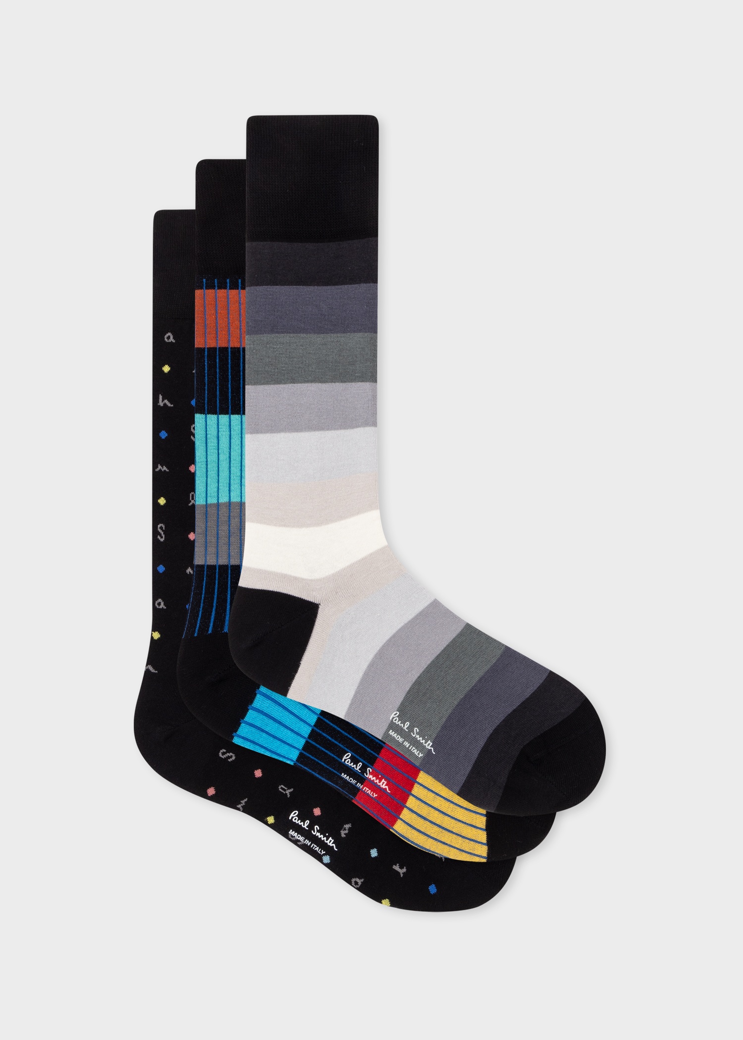 Mixed Pattern Cotton-Blend Socks Three Pack - 1