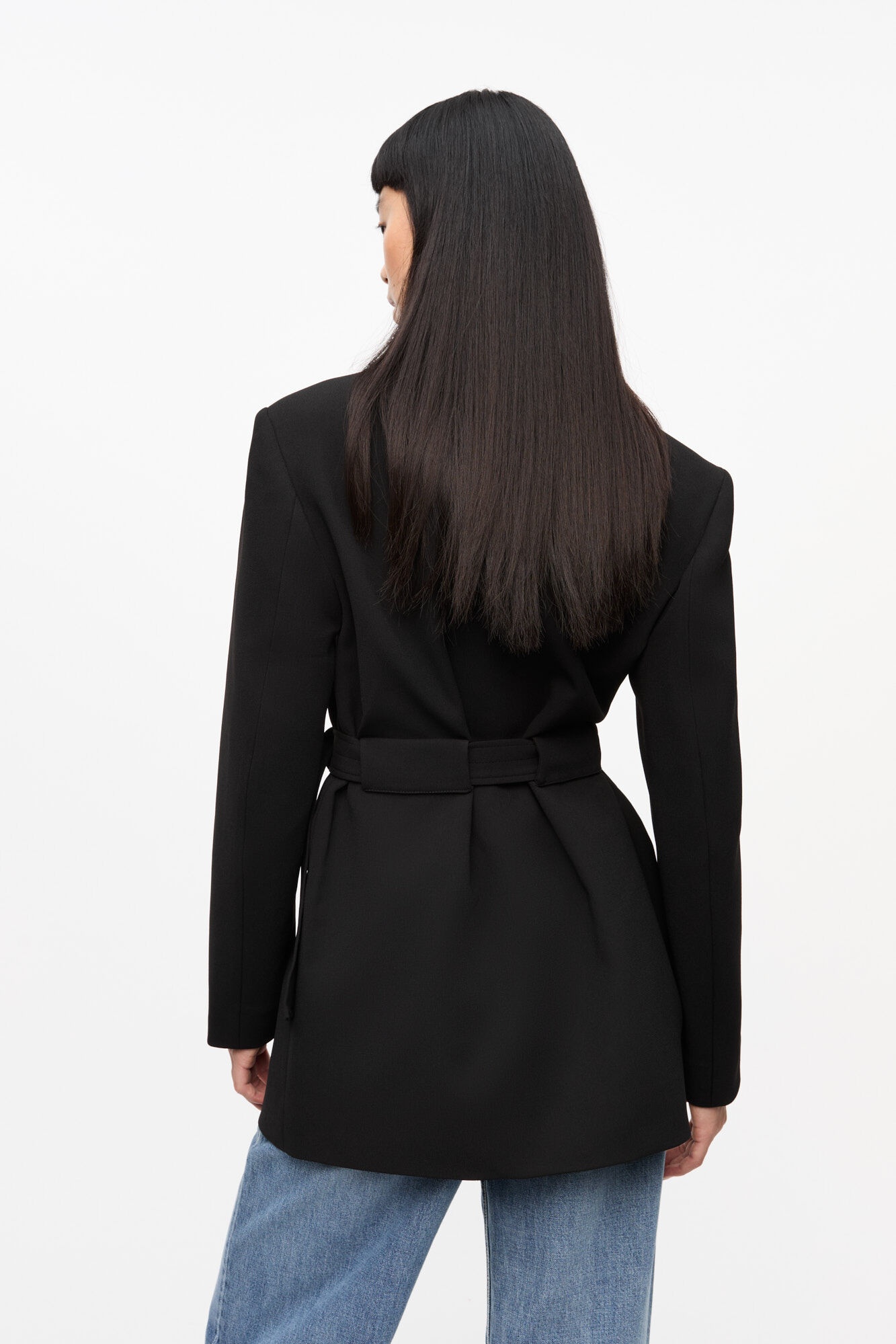 BLACK BONDED CREPE BLAZER - 3