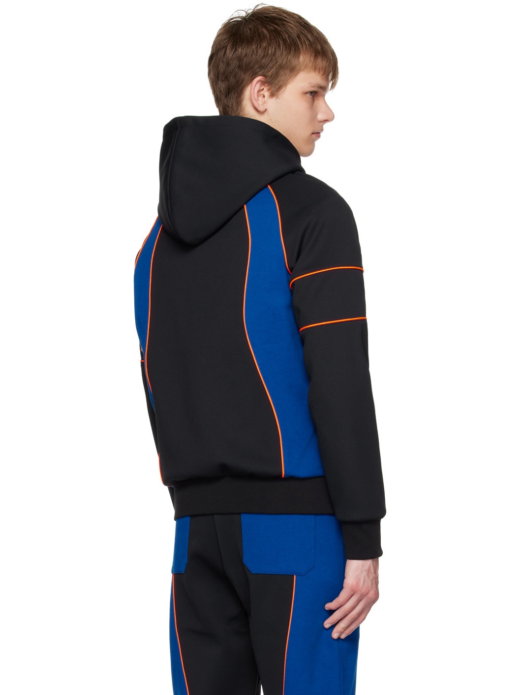Black & Blue Paneled Hoodie - 3