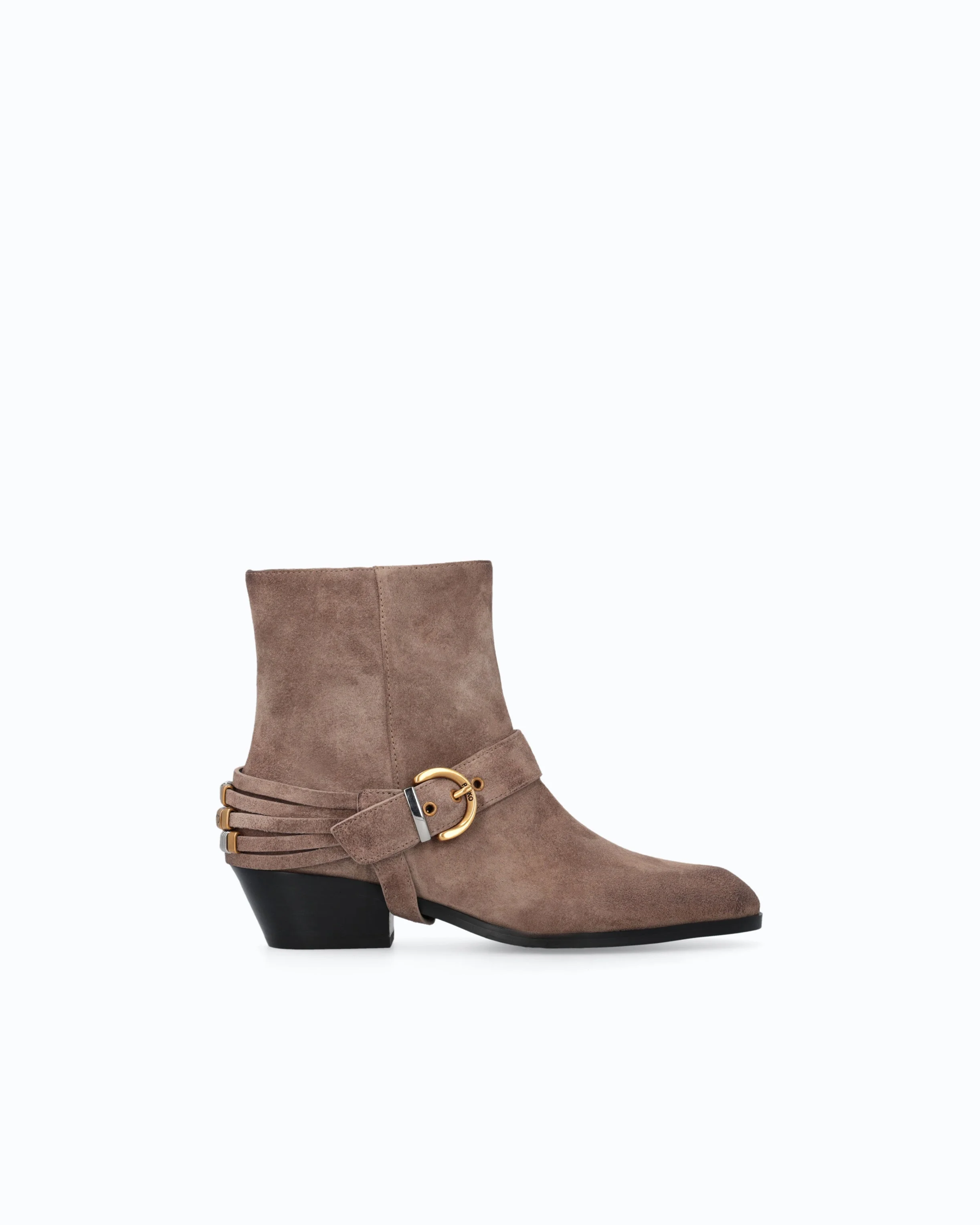 SUEDE ANKLE BOOTS WITH STRAPS AND TEXAN HEEL - 1