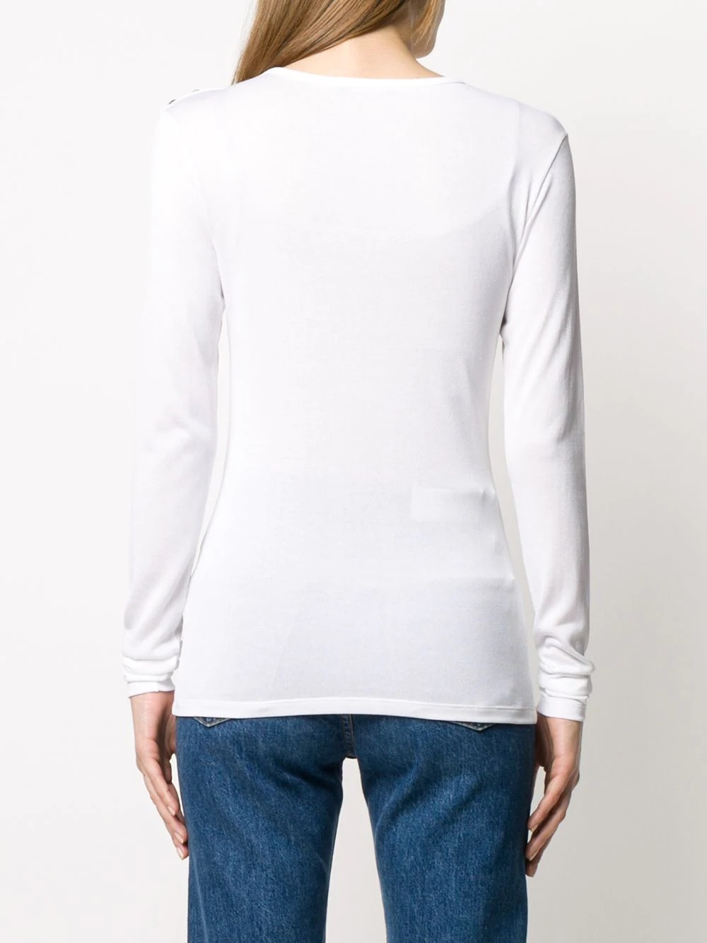 button detail long-sleeve T-shirt - 4