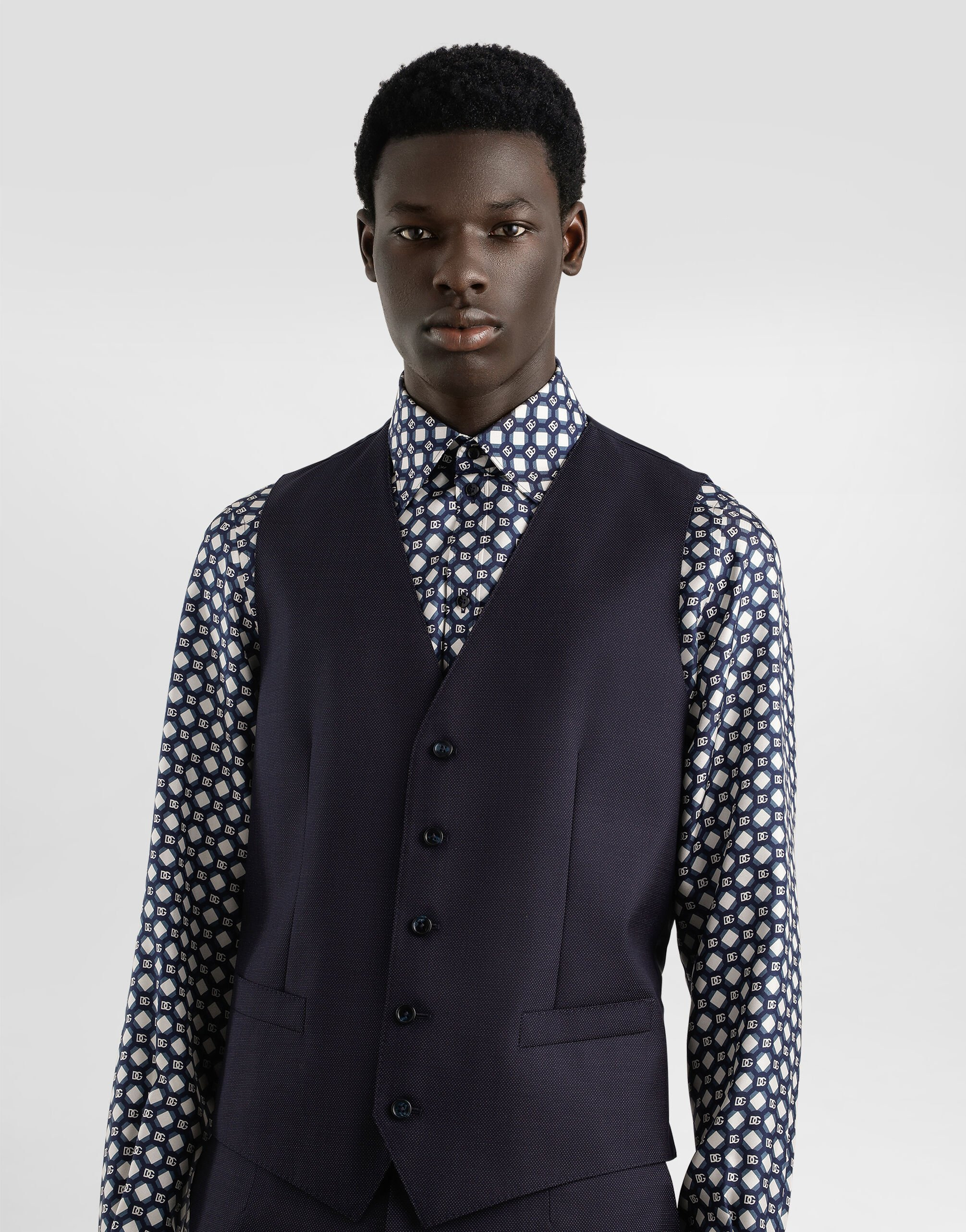 Single-breasted micro-patterned wool suit - 6